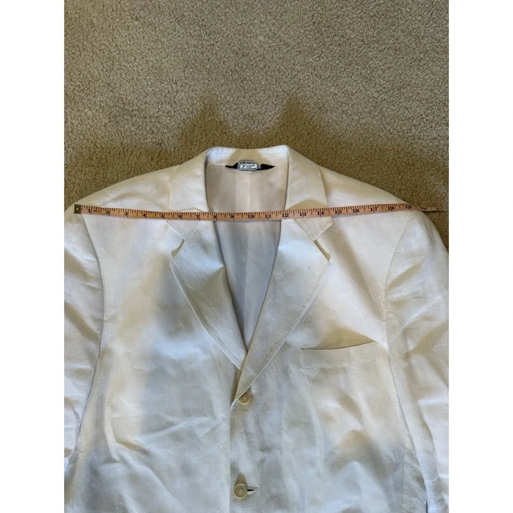 Jos A Bank 43L White Linen Blend Mens Blazer Suit Jacket Sport Coat Spring Beach - Picture 10 of 14